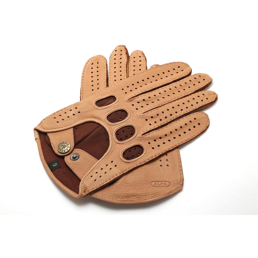 Men's deerskin leather driving gloves TAN Driving